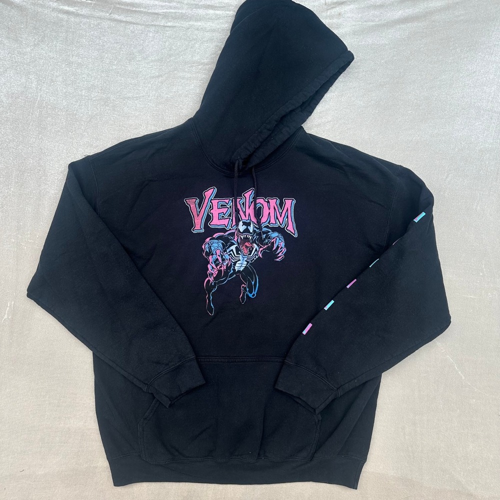 Marvel Venom Black Graphic Pullover Hoodie Sweatshirt Comic Streetwear